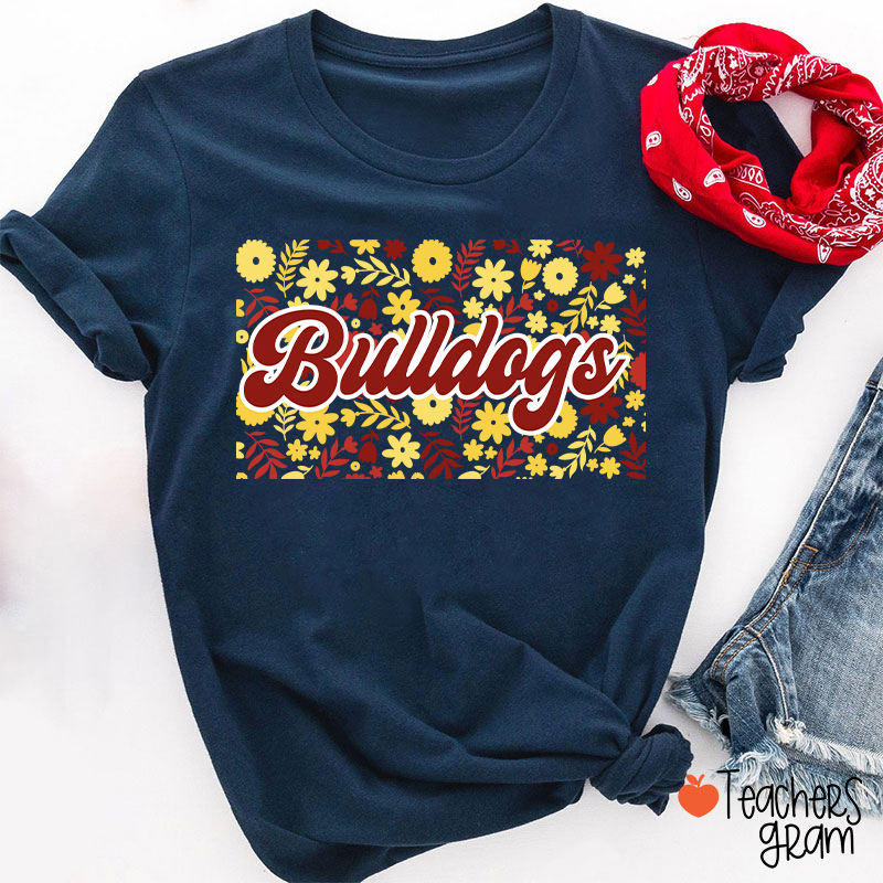Personalized Mascot Flowers And Plants School Spirit Teacher T-Shirt