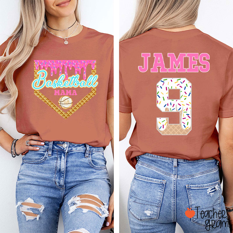 Personalized Sport Ice Cream Drip Teacher Two Sided T-Shirt