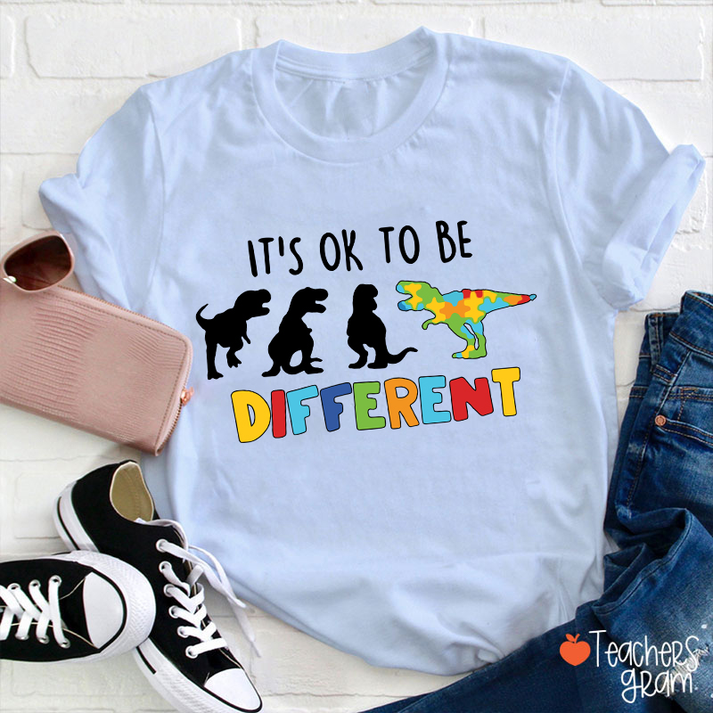 Dinosaur It's Ok To Be Different Teacher T-Shirt