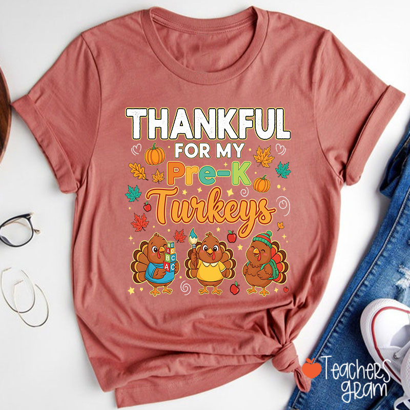 Personalized Grade Thankful For My Turkeys Teacher T-Shirt