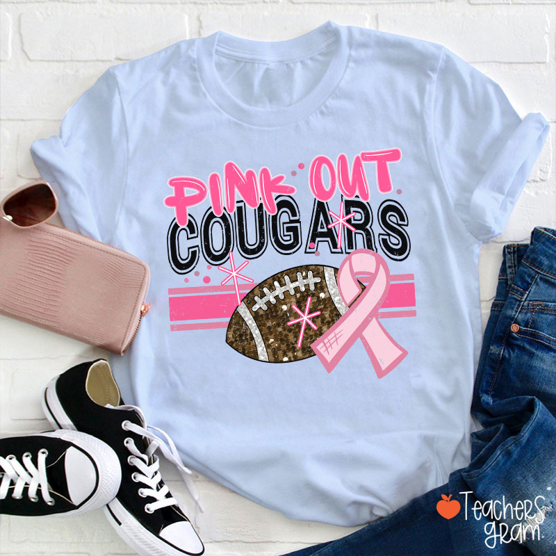 Personalized Mascot And Sport Pink Out Teacher T-Shirt