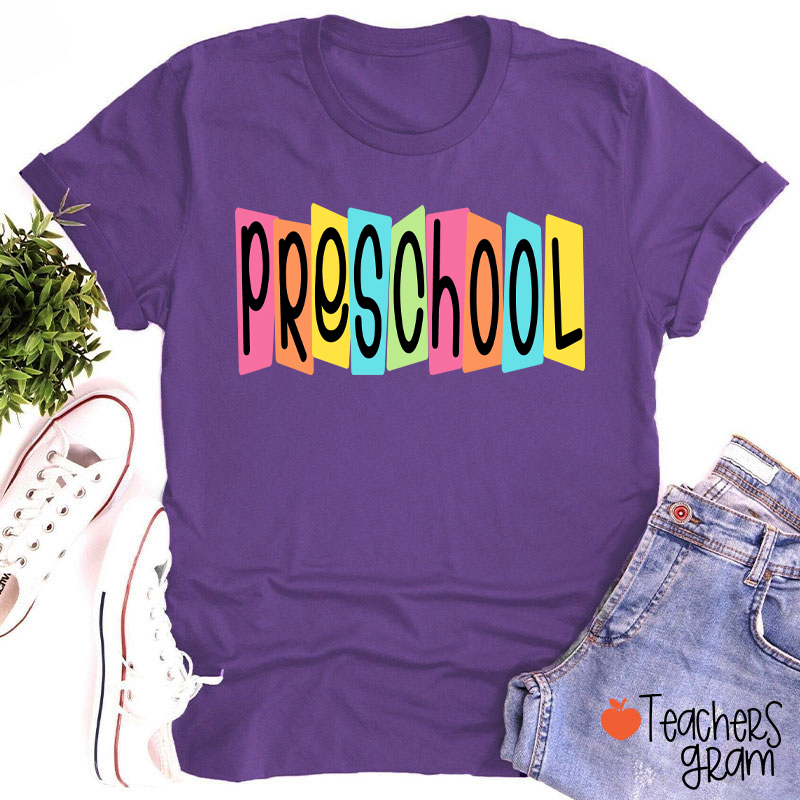 Personalized Mascot Or Grade Retro Colorful Billboard Teacher T-Shirt