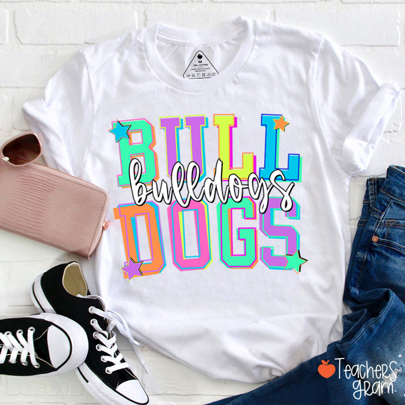 Personalized Mascot School Spirit Star Candy Color Teacher T-Shirt