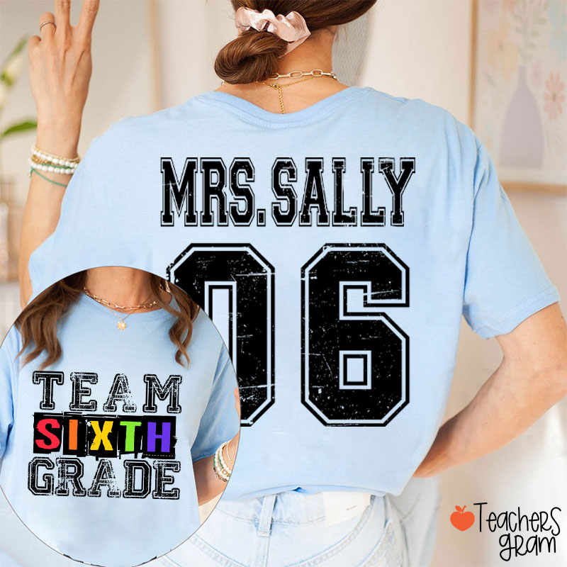 Personalized Grade Comfort Colors Team Teacher Two Sided T-Shirt