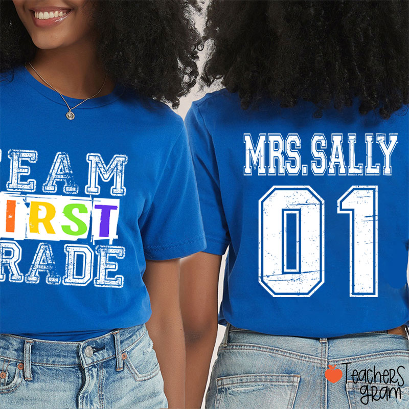 Personalized Grade Comfort Colors Team Teacher Two Sided T-Shirt