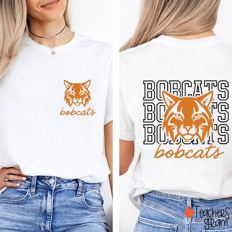 Personalized Mascot Team Name Two Sided Teacher T-Shirt