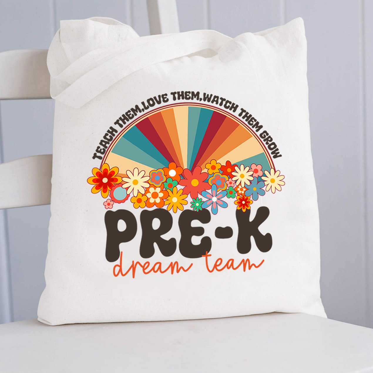 Personalized Teach Love Watch Them Grow Teacher Tote Bag