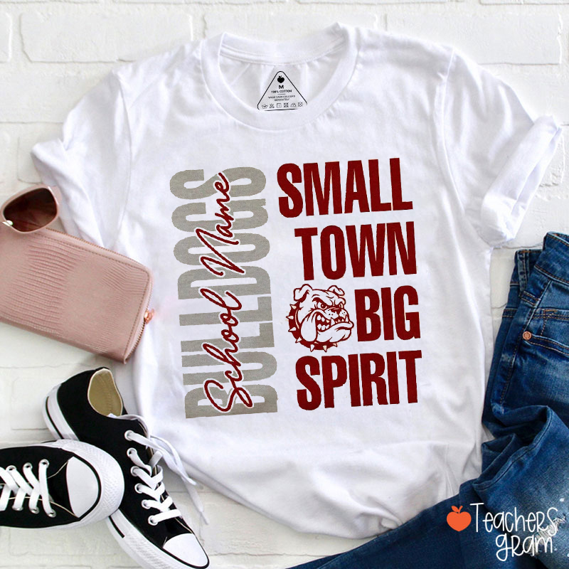 Personalized Mascot Small Town Spirit Text Teacher T-Shirt