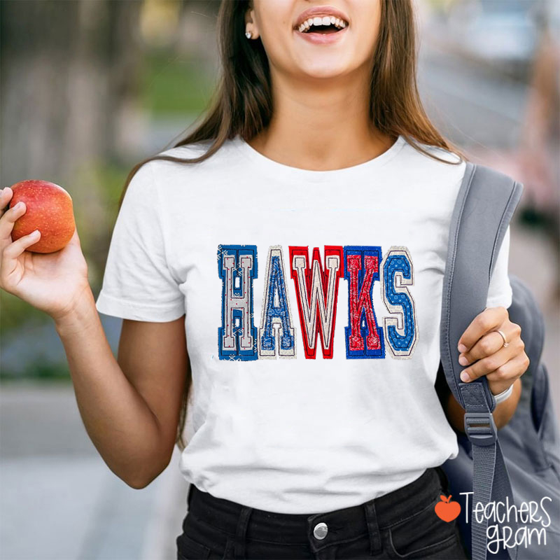 Personalized Mascot Mixed Print Letter Teacher T-Shirt