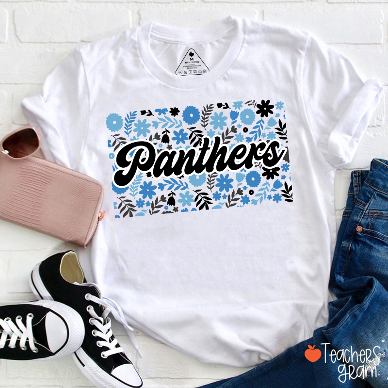 Personalized Mascot Flowers And Plants School Spirit Teacher T-Shirt