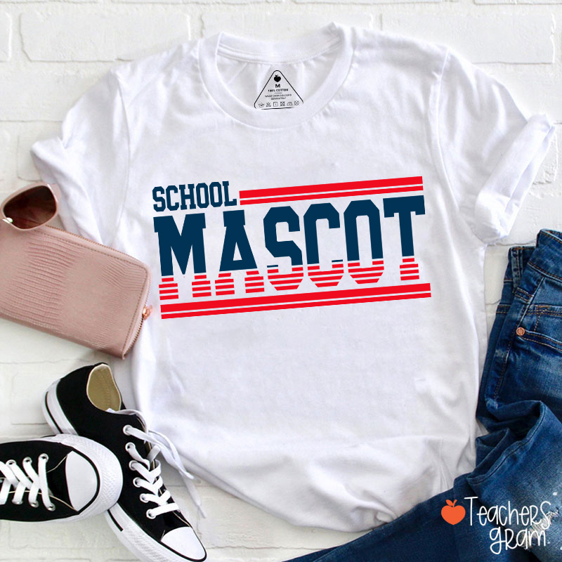 Personalized Mascot Contrasting Lines School Spirit Teacher T-Shirt    