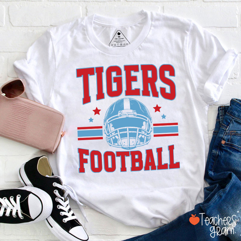 Personalized Mascot Football School Spirit Teacher T-Shirt