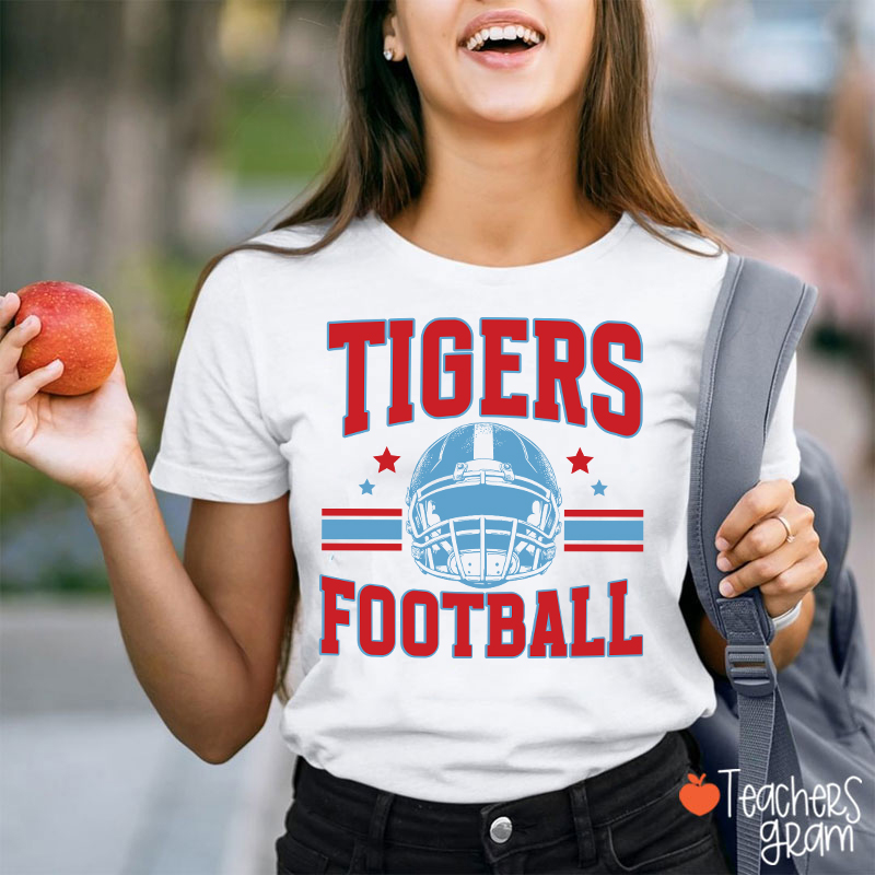 Personalized Mascot Football School Spirit Teacher T-Shirt