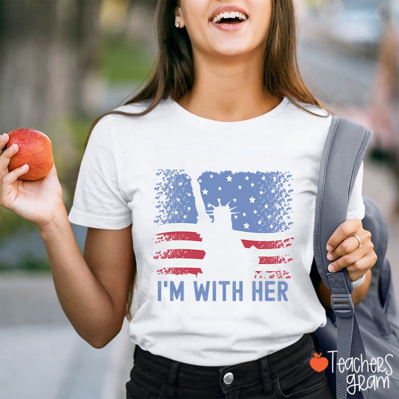 America Flag I'm With Her Teacher T-Shirt