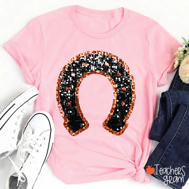 Personalized Paw Glitter School Spirit Teacher T-Shirt