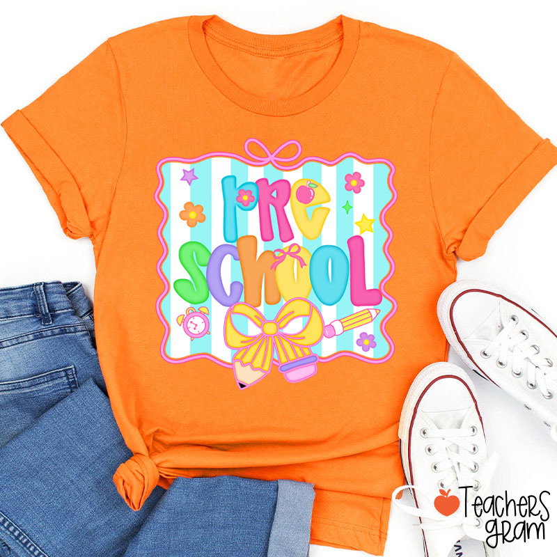 Personalized Grade Bow Tie Board Teacher T-Shirt