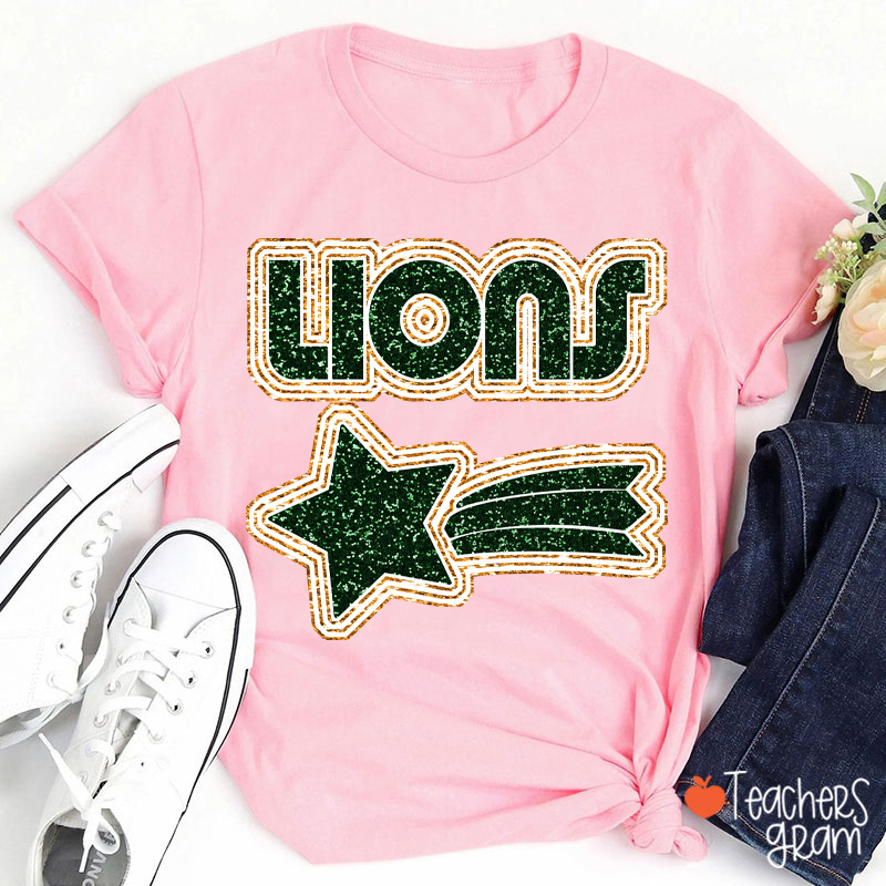 Personalized Mascot Glitter Star Game Day Teacher T-Shirt