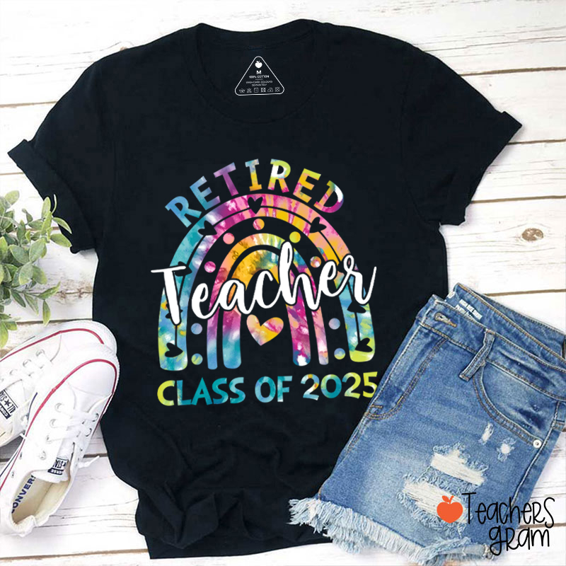Personalized Rainbow Retired Teacher Class Of Teacher T-Shirt Sale-Teachersgram