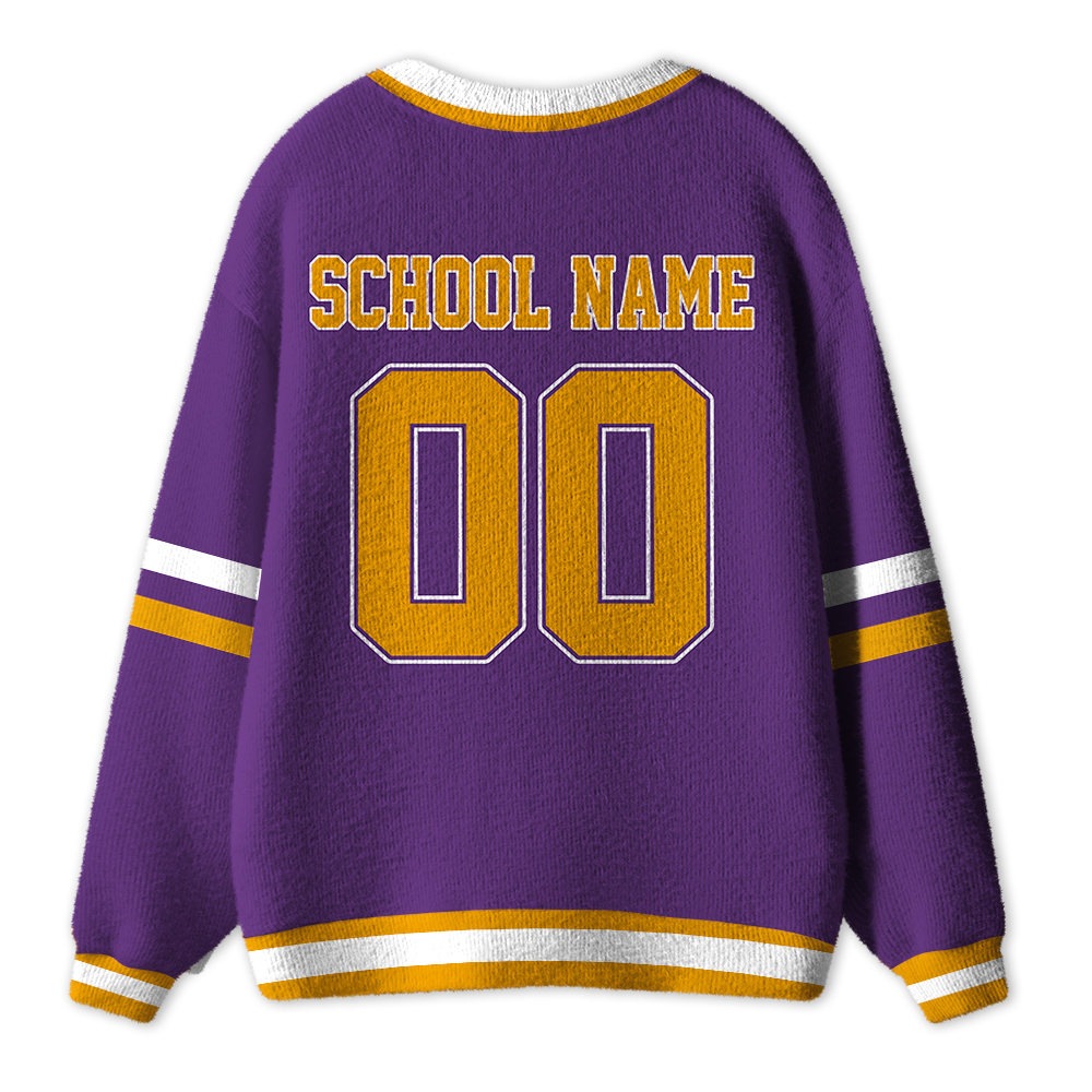 Personalized School Name Number Mascot Teacher Ugly Cardigan Sweater