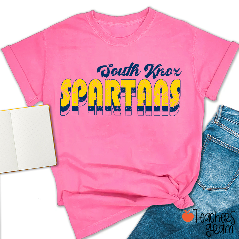 Personalized Mascot And School Name Distressed Retro Spirit Teacher T-Shirt