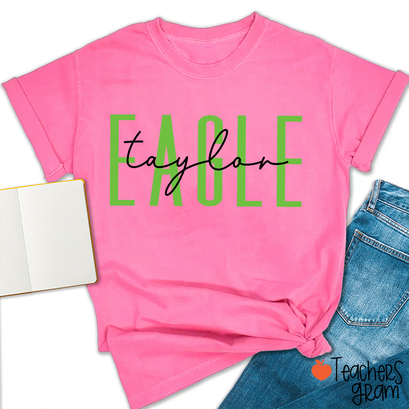 Personalized Mascot And Name Simple Fonts School Spirit Teacher T-Shirt