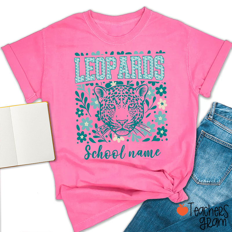 Personalized Mascot And School Name Flowers School Spirit Teacher T-Shirt