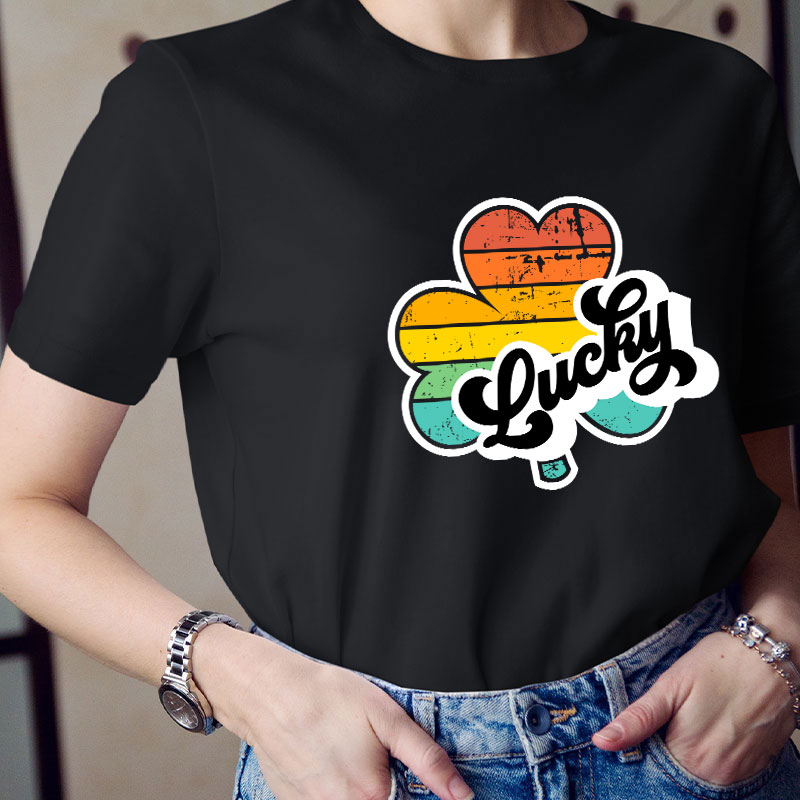 St. Patrick's Day Lucky Retro Teacher T-Shirt