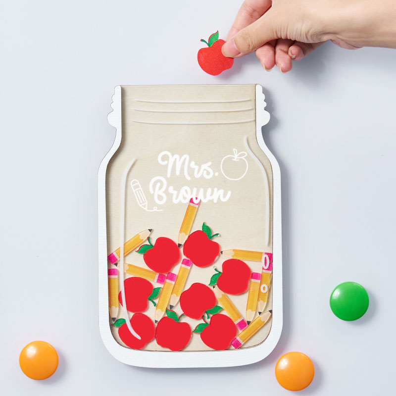 Filled With Pencils And Apples Teacher Reward Jar