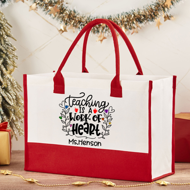 Personalized Teaching Is A Work Of Heart Teacher Cotton Tote Bag