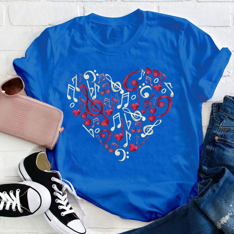 Musical Note Heart Teacher T-Shirt