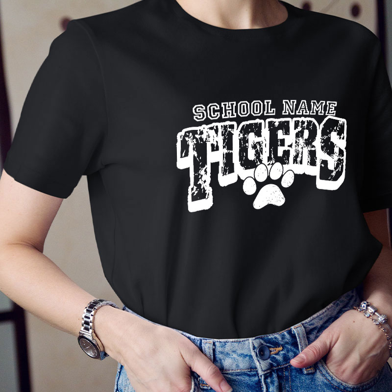 Personalized School Name Mascot And Paw Teacher T-Shirt