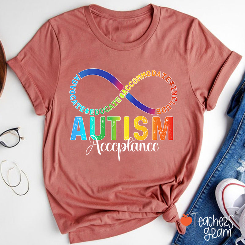 Autism Acceptance Infinity Symbol Teacher T-Shirt