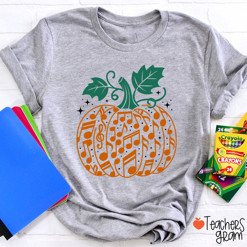 Music Note Pumpkin Teacher T-Shirt