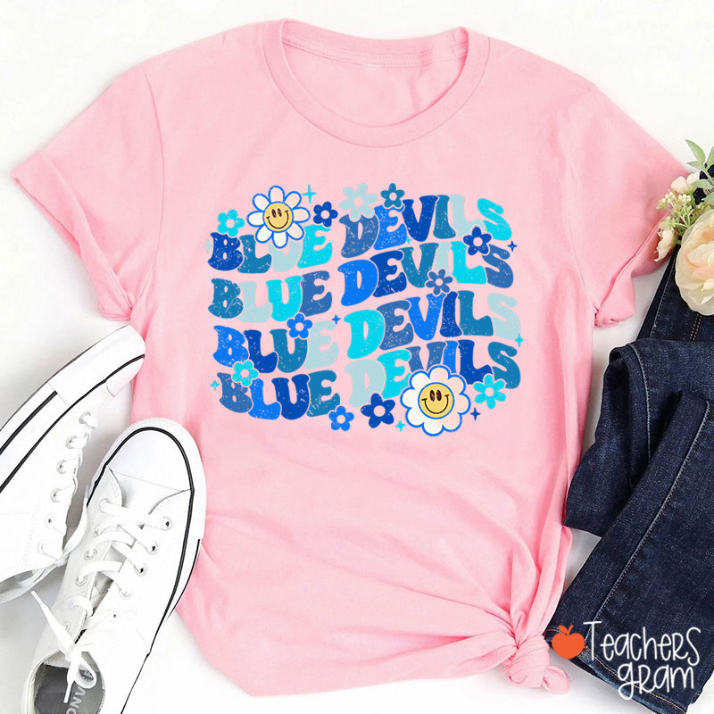Personalized Mascot Game Day Flowers Teacher T-Shirt