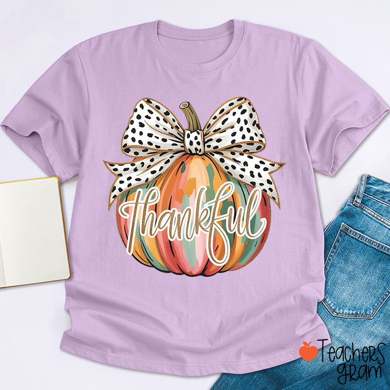 Colorful Coquette Fall Pumpkin Teacher T-Shirt