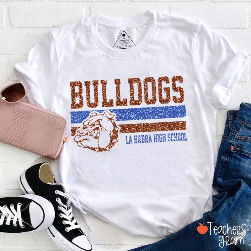 Personalized Mascot And School Name Contrasting Lines Teacher T-Shirt