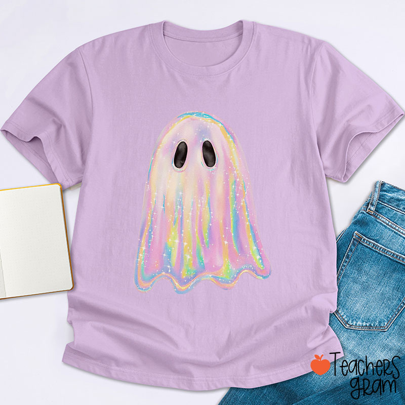 Halloween Shiny Ghost Teacher T-Shirt