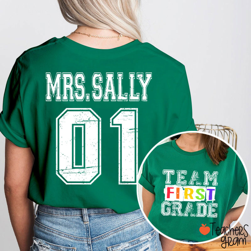 Personalized Grade Comfort Colors Team Teacher Two Sided T-Shirt