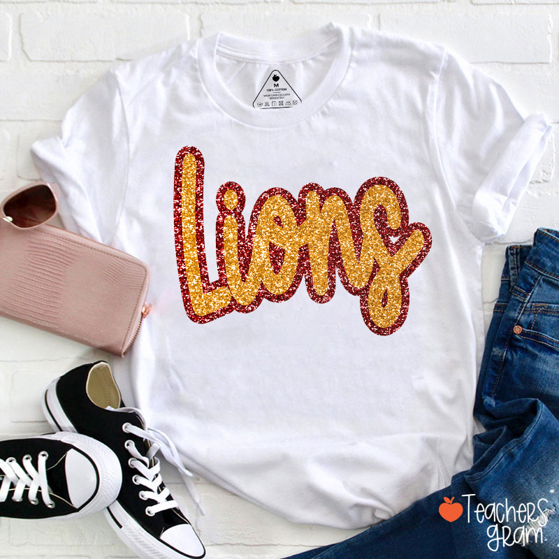 Personalized Mascot Glitter Cheer For Them Teacher T-Shirt