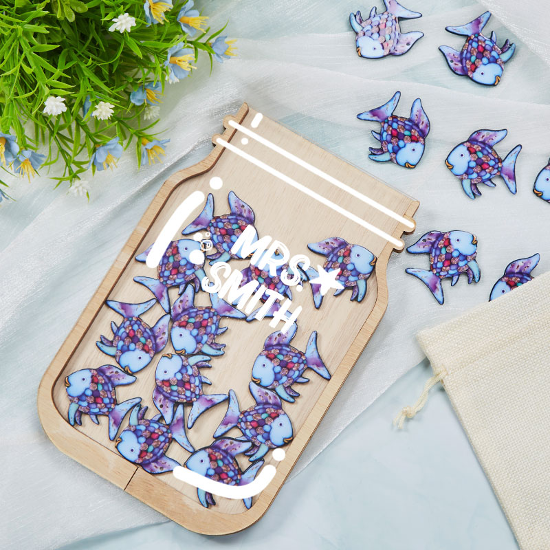 Personalized Fill The Jar With Purple Fish Teacher Reward Jar