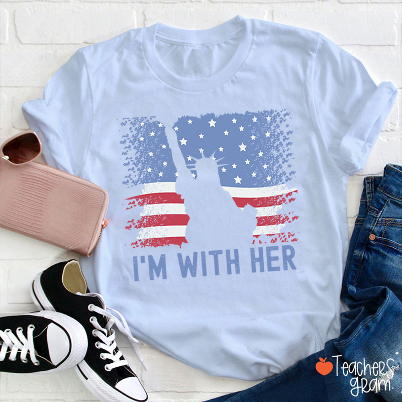 America Flag I'm With Her Teacher T-Shirt