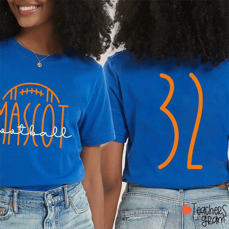 Personalized Mascot And Sport Simple Font Design Teacher Two Sided T-Shirt