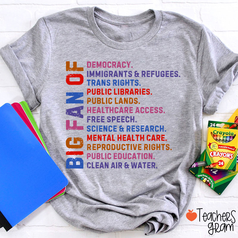 Big Fan Of Human Rights Democracy Teacher T-Shirt