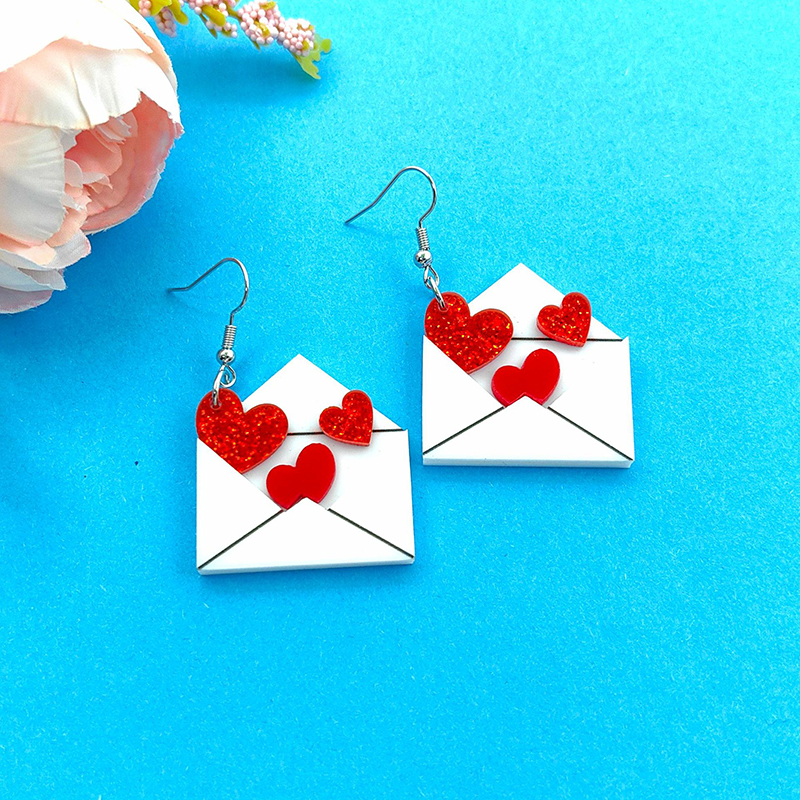 Heart Envelope Teacher Acrylic Earrings
