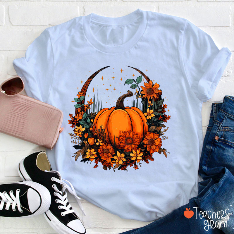 Fall Vibes Pumpkin Teacher T-Shirt
