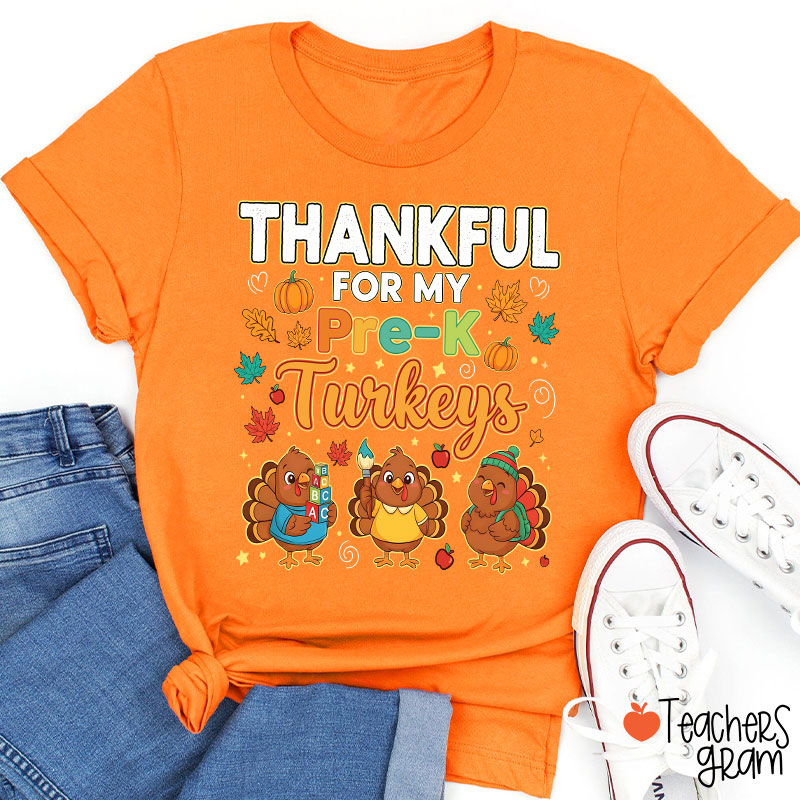 Personalized Grade Thankful For My Turkeys Teacher T-Shirt