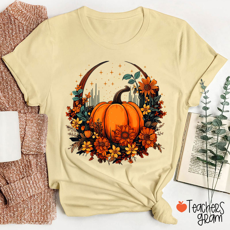 Fall Vibes Pumpkin Teacher T-Shirt