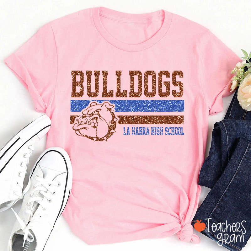 Personalized Mascot And School Name Contrasting Lines Teacher T-Shirt