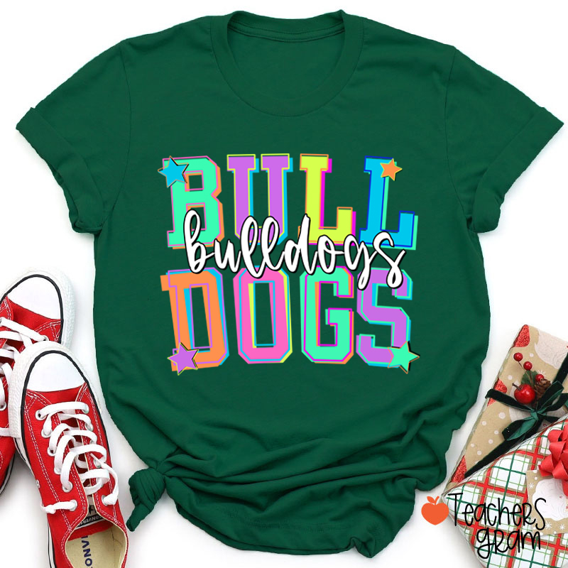 Personalized Mascot School Spirit Star Candy Color Teacher T-Shirt