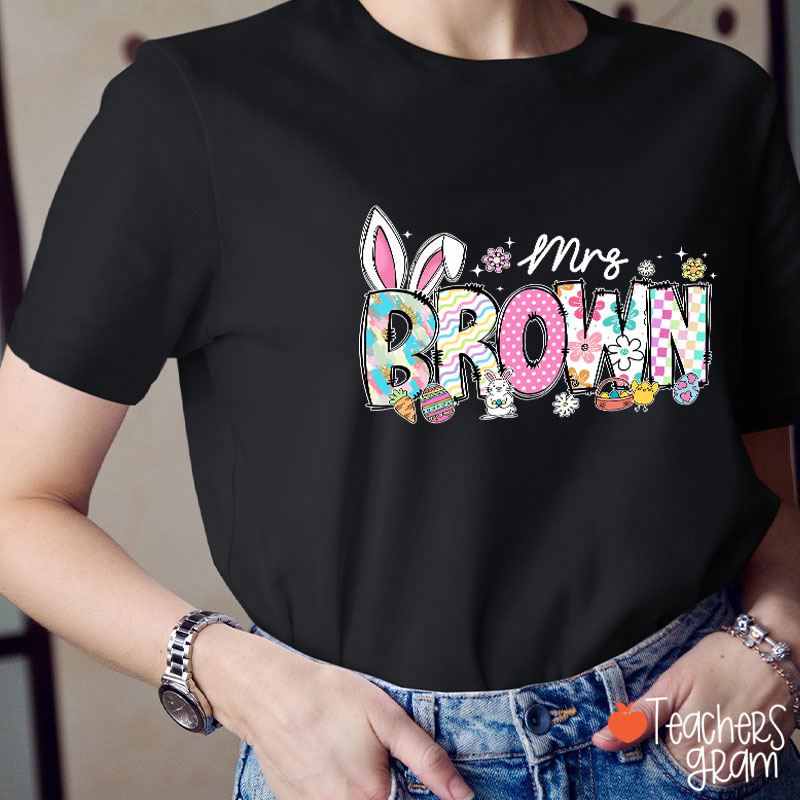 Personalized Easter Alphabet Name Teacher T-Shirt
